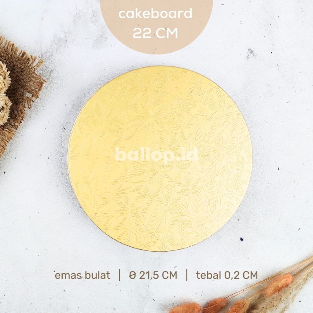 CAKEBOARD 22 CM Alas Tatakan Papan Kue Tart Pudding Roti Kotak Box Square Round Bulat Cake Board Putih Emas Kraft Gold Marble
