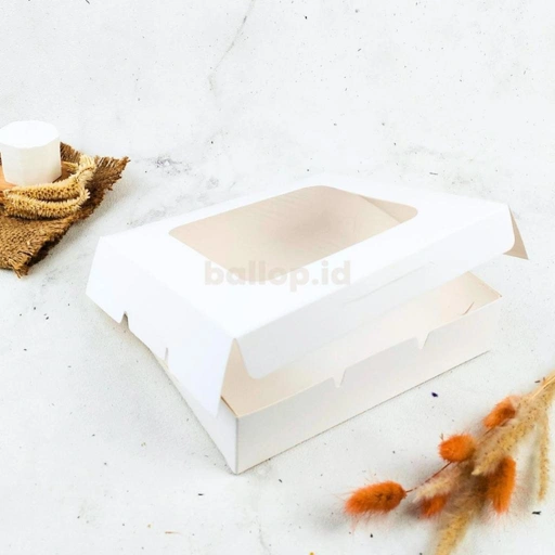 Image of IVORY 22 22 5 CM Laminasi Jendela Kotak Box Putih Dus Kue Roti Dessert Kemasan Packaging Brownies Dos Snack