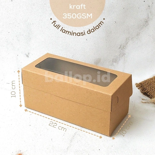 Image of KRAFT 22 10 10 LAMINASI JENDELA Box Dus Kotak Bomboloni Roti Bakar Spiku Kue Pudding Slice Cake