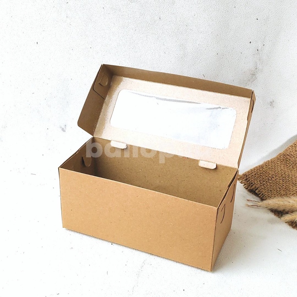 KRAFT 22 10 10 LAMINASI JENDELA Box Dus Kotak Bomboloni Roti Bakar Spiku Kue Pudding Slice Cake