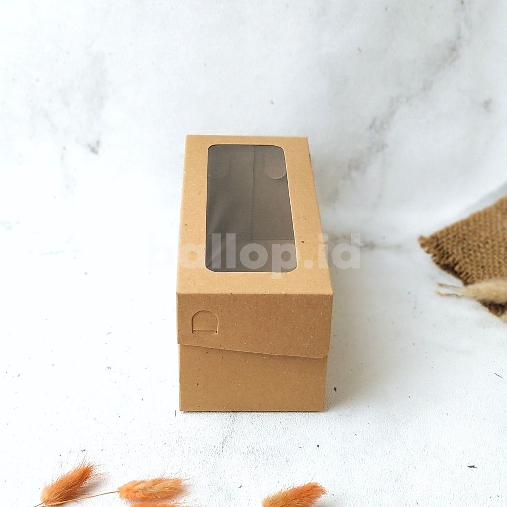 KRAFT 22 10 10 LAMINASI JENDELA Box Dus Kotak Bomboloni Roti Bakar Spiku Kue Pudding Slice Cake