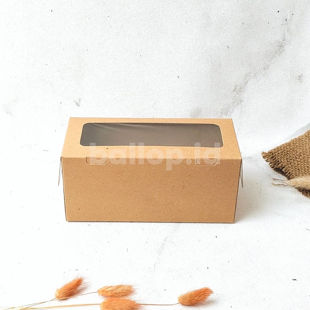 KRAFT 22 10 10 LAMINASI JENDELA Box Dus Kotak Bomboloni Roti Bakar Spiku Kue Pudding Slice Cake