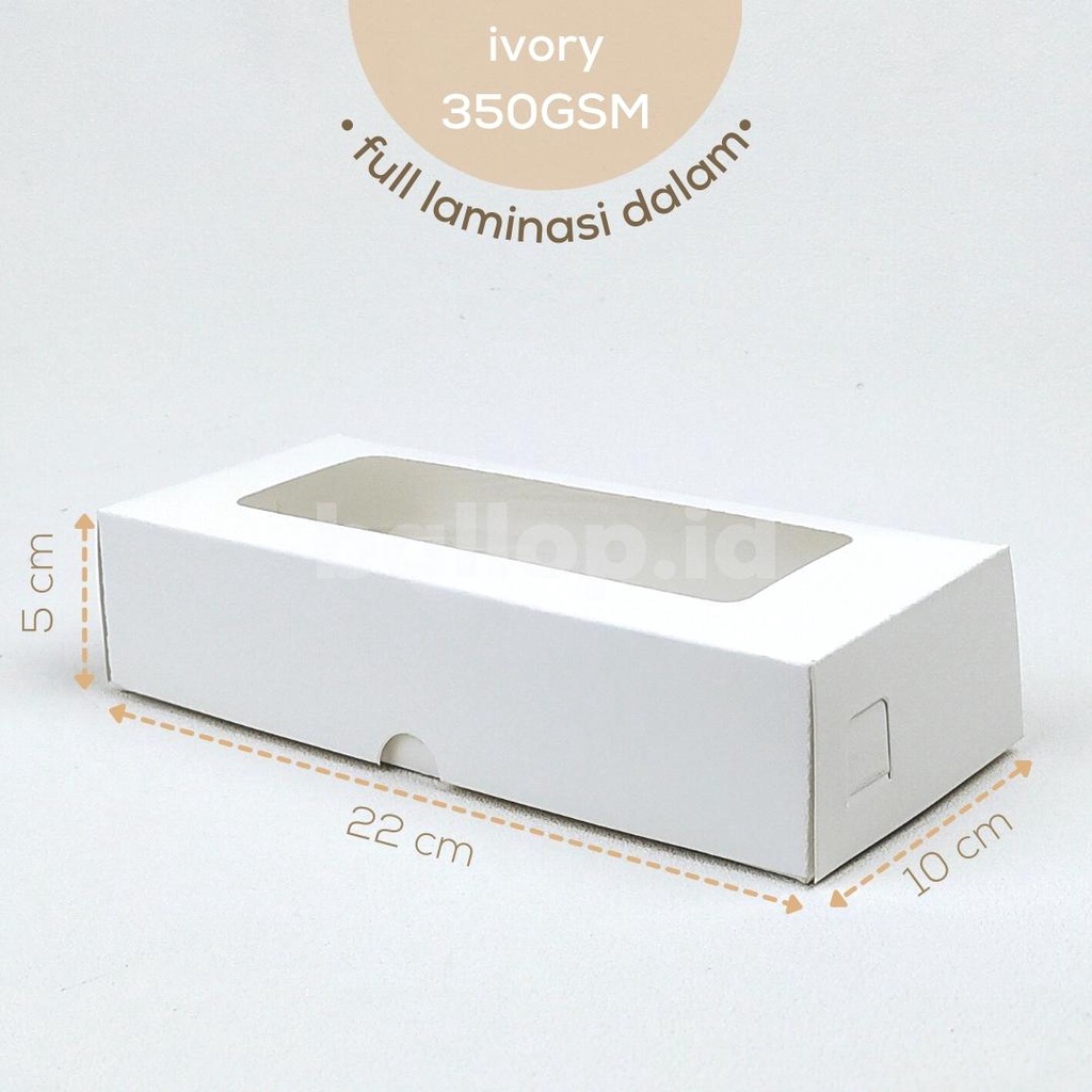 IVORY 22 10 5 CM Laminasi Jendela Kotak Box Bronis Bolu Brownies Cookies Roti Kue