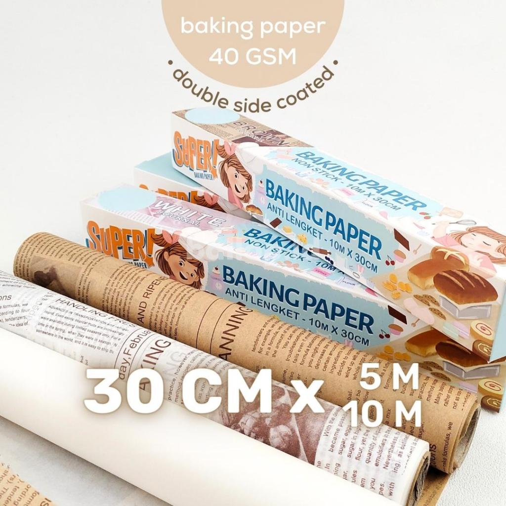 [1 PAK] BAKING PAPER 30 CM Panjang 5 10 M Laminasi 2 Sisi Kertas Alas Roti Kue Greaseprrof Waterproof Tahan Air Minyak Panas Dingin Tak Berbau Anti Lengket