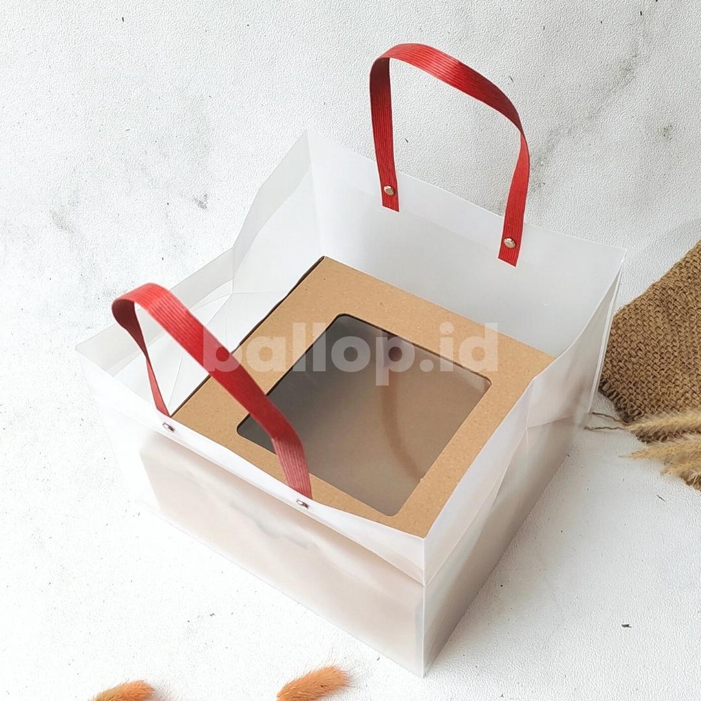 E-FLUTE 20 20 7 CM JENDELA Dus Dos Box Kotak Nasi Roti Kue Cake Polos Dus Bakery Corrugated Tebal