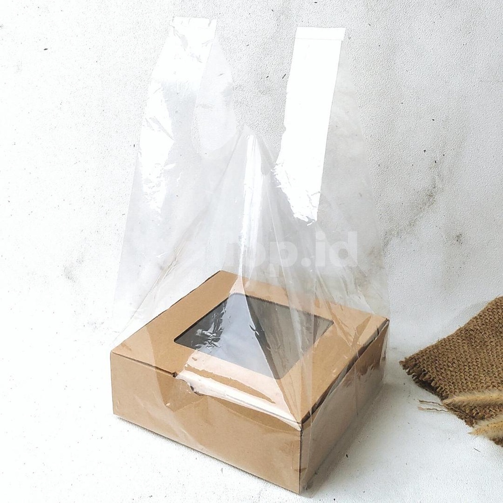 E-FLUTE 20 20 7 CM JENDELA Dus Dos Box Kotak Nasi Roti Kue Cake Polos Dus Bakery Corrugated Tebal