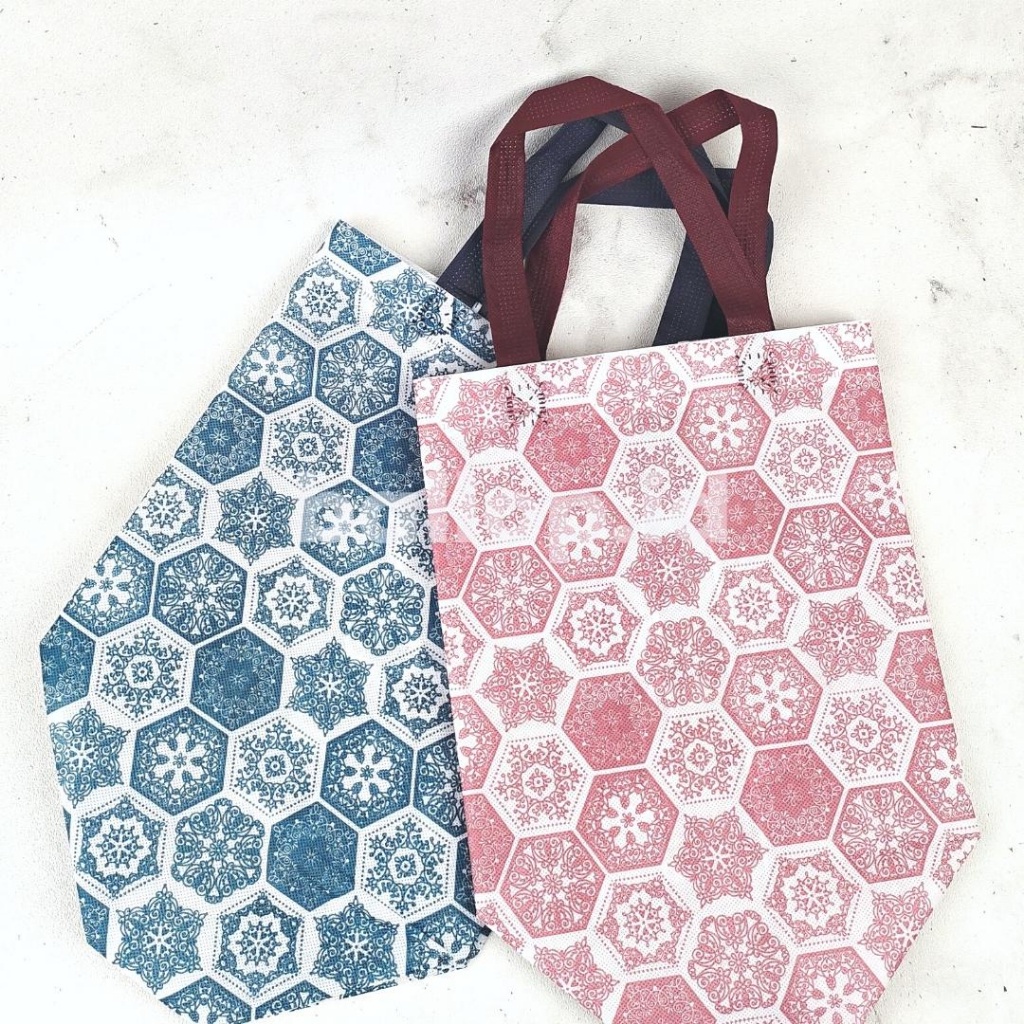 [5 PCS] SPUNBOND 24 20 27 CM Tas Acara Cake Roti Box Kue Souvenir Ultah Bingkisan Hampers Natal Event Acara Print Azura Merah Maron Navy Biru