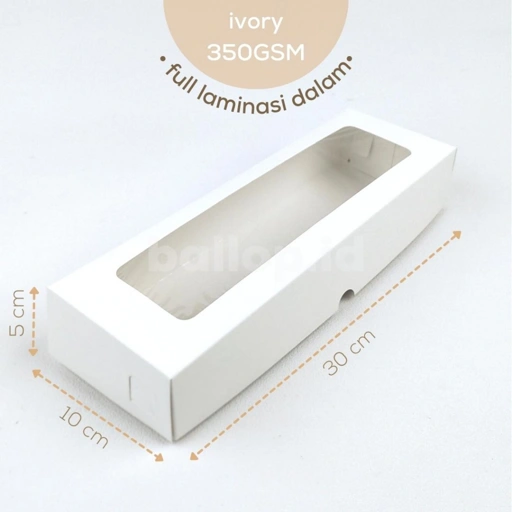 Image of IVORY 30 10 5 CM Laminasi Jendela Kotak Box Kemasan Packaging Dus Roti Brownies Putih Dos