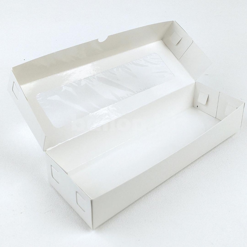 IVORY 30 10 5 CM Laminasi Jendela Kotak Box Kemasan Packaging Dus Roti Brownies Putih Dos