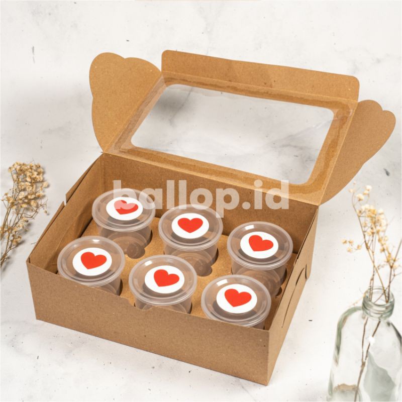 KRAFT Lubang 6 Kotak 25 17 9 CM Box Packing Isi Cup Cupcake Muffin Pudding Pie Inner Sekat Insert