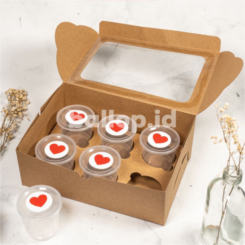 KRAFT Lubang 6 Kotak 25 17 9 CM Box Packing Isi Cup Cupcake Muffin Pudding Pie Inner Sekat Insert