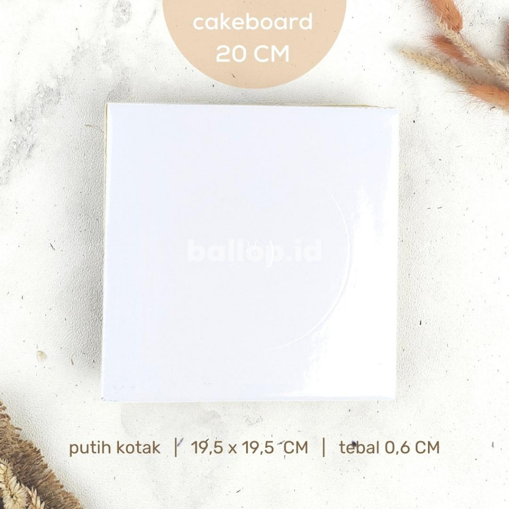 CAKEBOARD 20 CM Alas Tatakan Papan Kue Tart Pudding Roti Kotak Box Square Round Bulat Cake Board Putih Emas Gold Marble