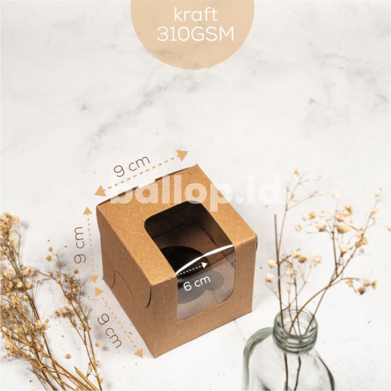 KRAFT Lubang 1 Kotak 9 9 9 CM Box Packing Isi Cup Cupcake Muffin Pudding Pie Inner Sekat Insert