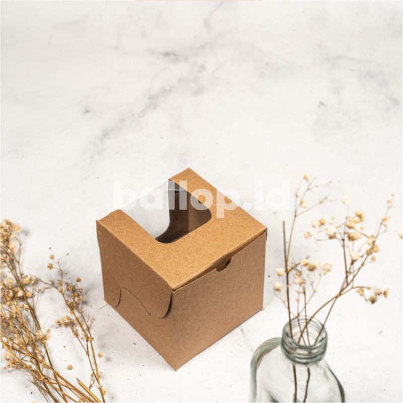 KRAFT Lubang 1 Kotak 9 9 9 CM Box Packing Isi Cup Cupcake Muffin Pudding Pie Inner Sekat Insert