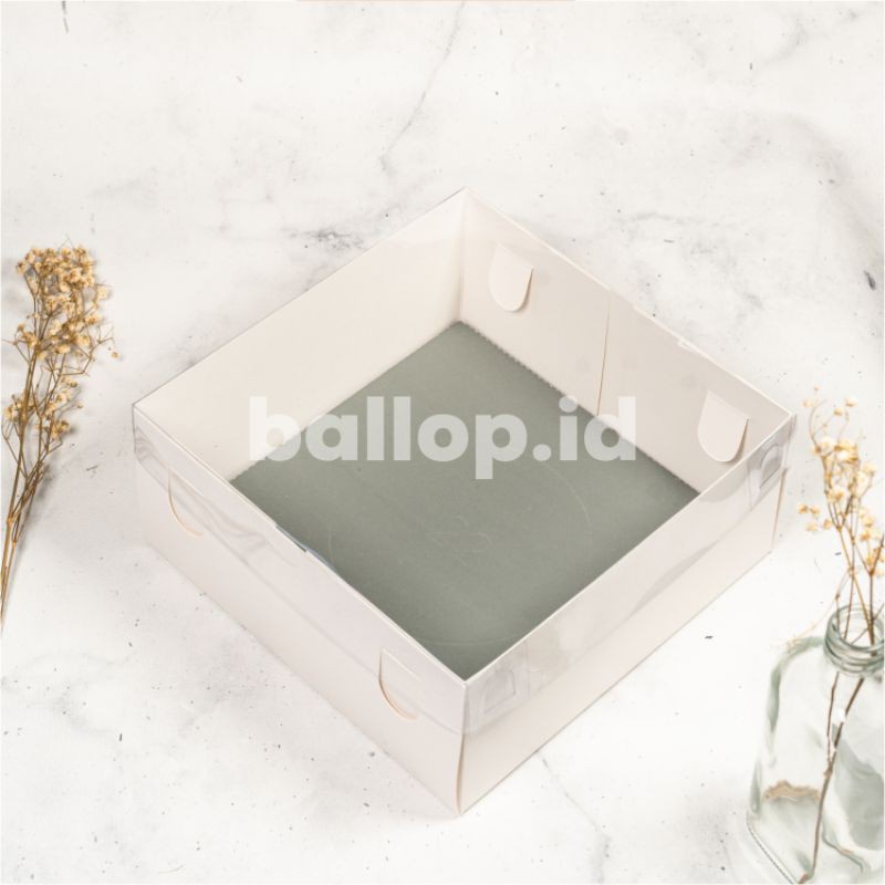 IVORY MIKA 22 22 10 CM Kotak Box Kemasan Packing Slice Cake Kue Tart Pie Pudding Roti Putih