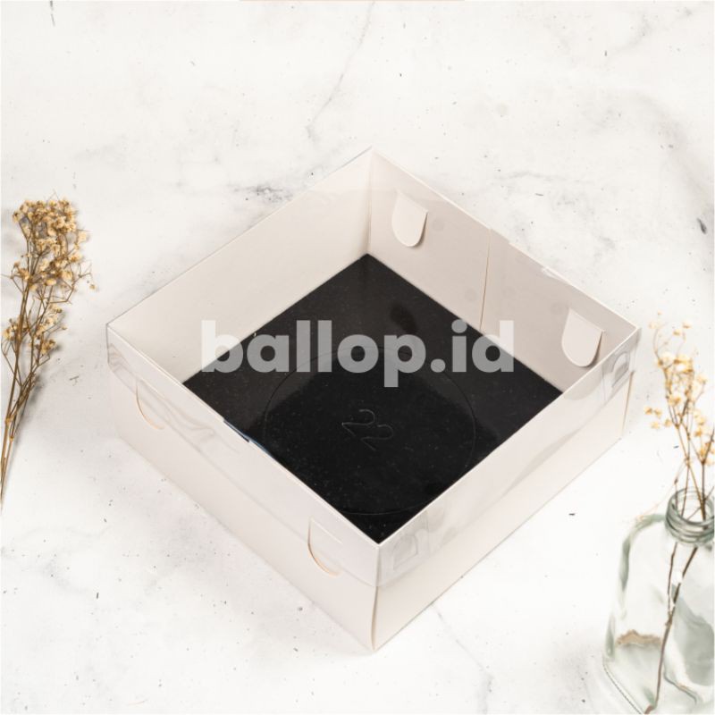 IVORY MIKA 22 22 10 CM Kotak Box Kemasan Packing Slice Cake Kue Tart Pie Pudding Roti Putih