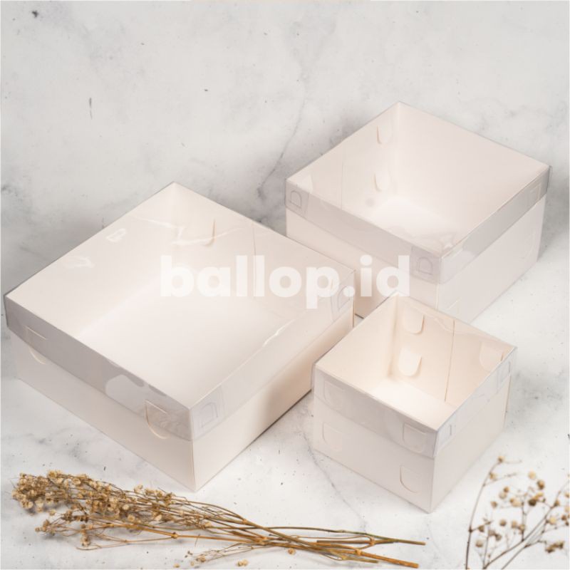 IVORY MIKA 22 22 10 CM Kotak Box Kemasan Packing Slice Cake Kue Tart Pie Pudding Roti Putih