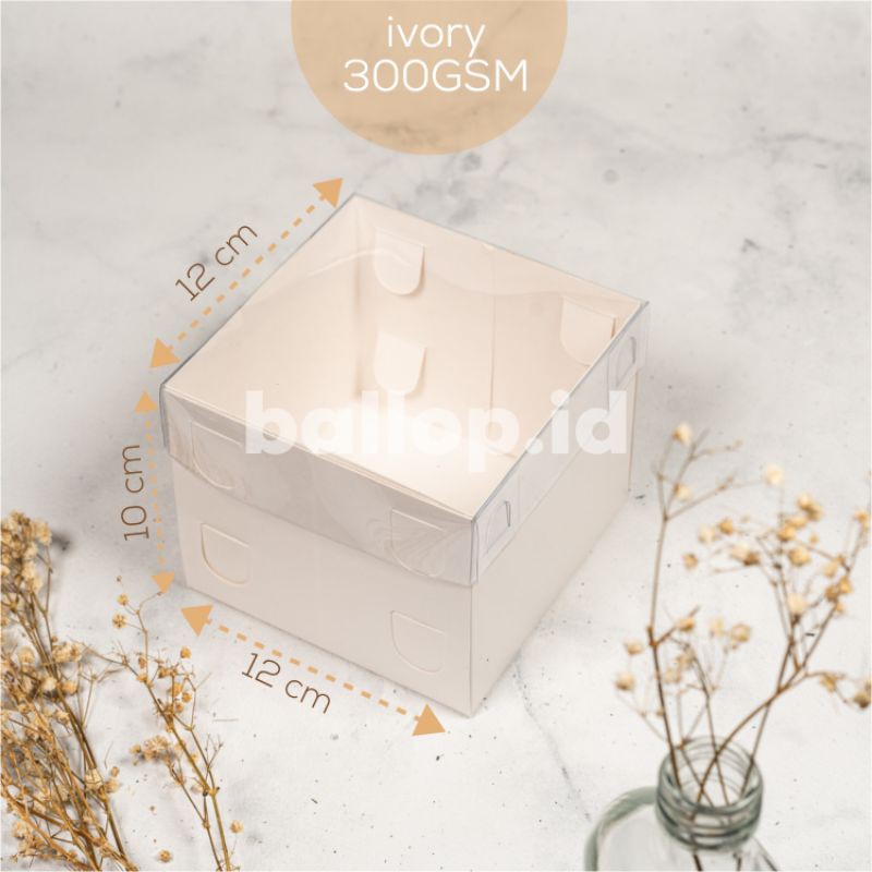 IVORY MIKA 12 12 10 CM Kotak Box Kemasan Packing Slice Cake Kue Tart Pie Pudding Roti Putih