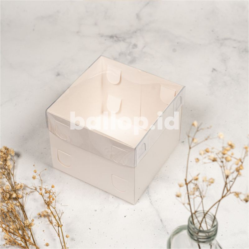 IVORY MIKA 12 12 10 CM Kotak Box Kemasan Packing Slice Cake Kue Tart Pie Pudding Roti Putih