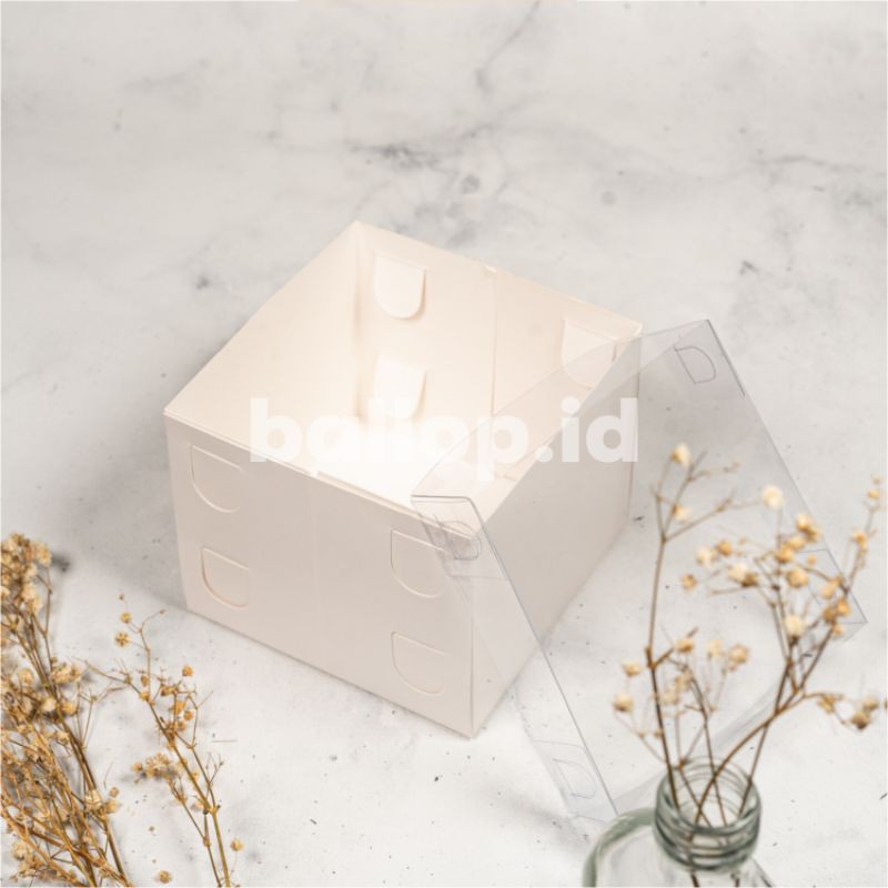 IVORY MIKA 12 12 10 CM Kotak Box Kemasan Packing Slice Cake Kue Tart Pie Pudding Roti Putih