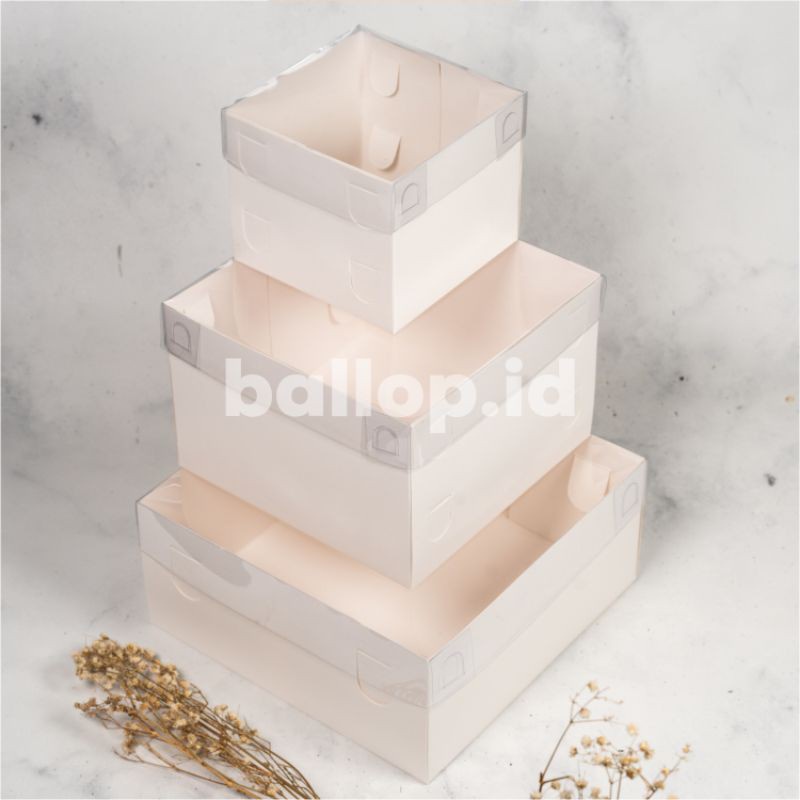 IVORY MIKA 12 12 10 CM Kotak Box Kemasan Packing Slice Cake Kue Tart Pie Pudding Roti Putih