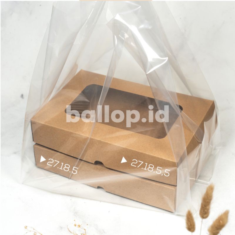 Kresek Dasar Kotak 25 CM Plastik Tebal Bening Transparan PE Cake Kotak Box Dus Dos Tart Roti