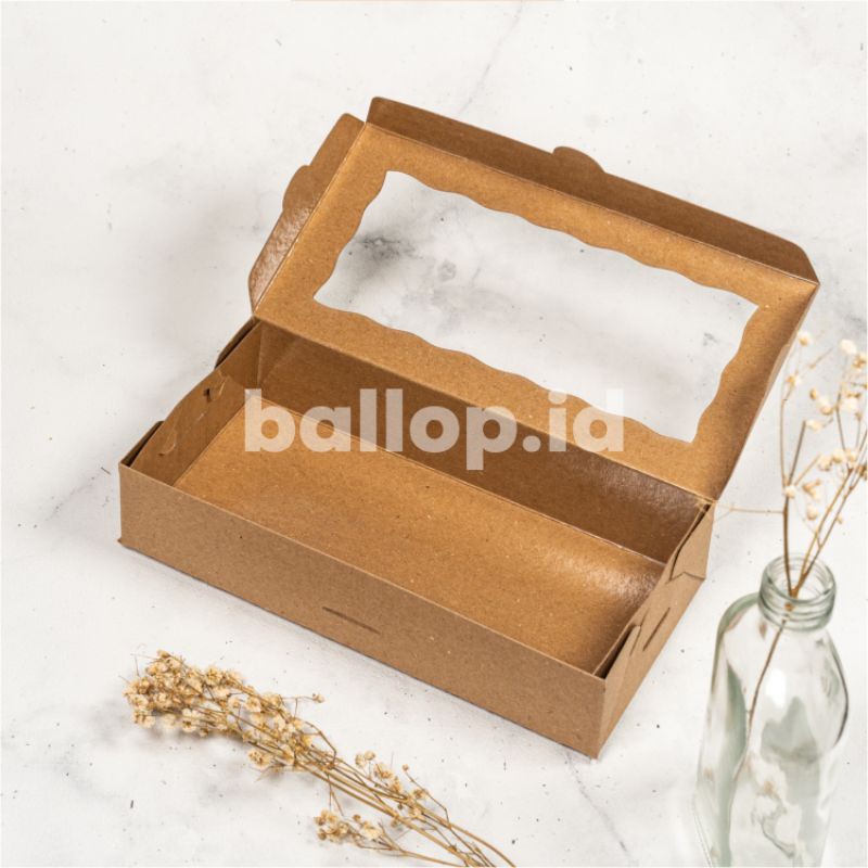 KRAFT 23 11 5 CM Laminasi Jendela Kotak Box Kemasan Kue Snack Jajan Roti Brownies Coklat