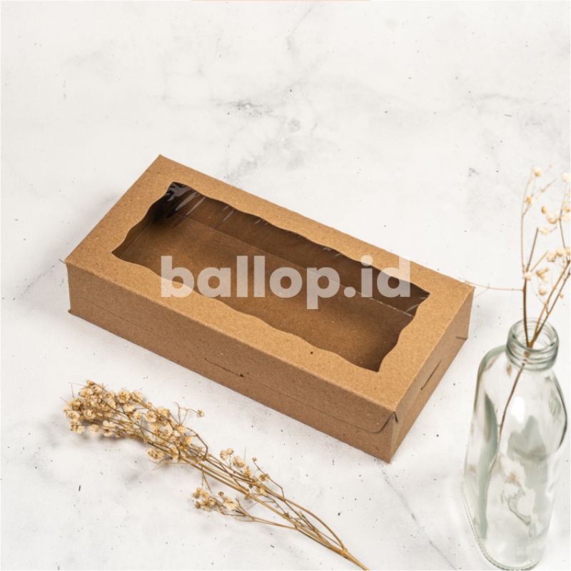 KRAFT 23 11 5 CM Laminasi Jendela Kotak Box Kemasan Kue Snack Jajan Roti Brownies Coklat
