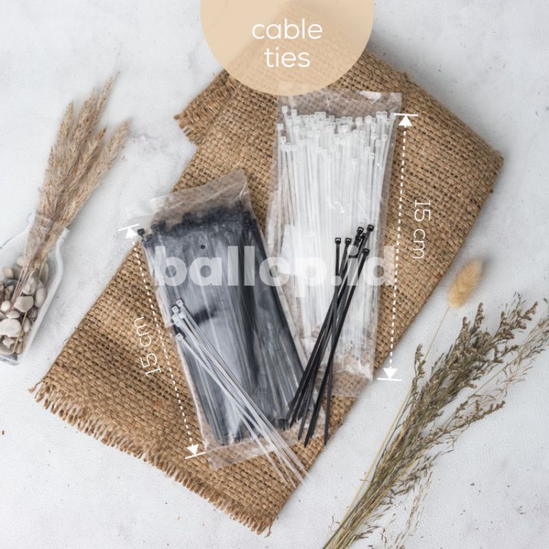[100 PCS] Cable Ties 15 CM Hitam Putih Tali Pengaman Plastik Kresek Makanan Takeaway isi 100 Murah