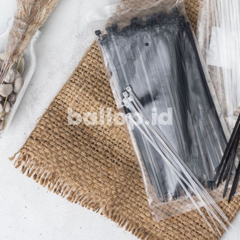 [100 PCS] Cable Ties 15 CM Hitam Putih Tali Pengaman Plastik Kresek Makanan Takeaway isi 100 Murah