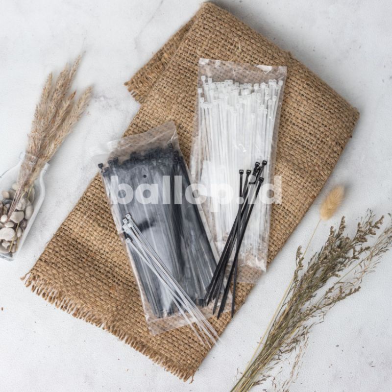 [100 PCS] Cable Ties 15 CM Hitam Putih Tali Pengaman Plastik Kresek Makanan Takeaway isi 100 Murah