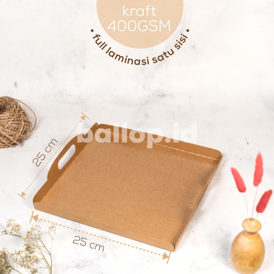 Cakeboard KRAFT 25 CM Laminasi Alas Baki Nampan Tatakan Papan Kotak Kue Chiffon Tart Pudding Roti
