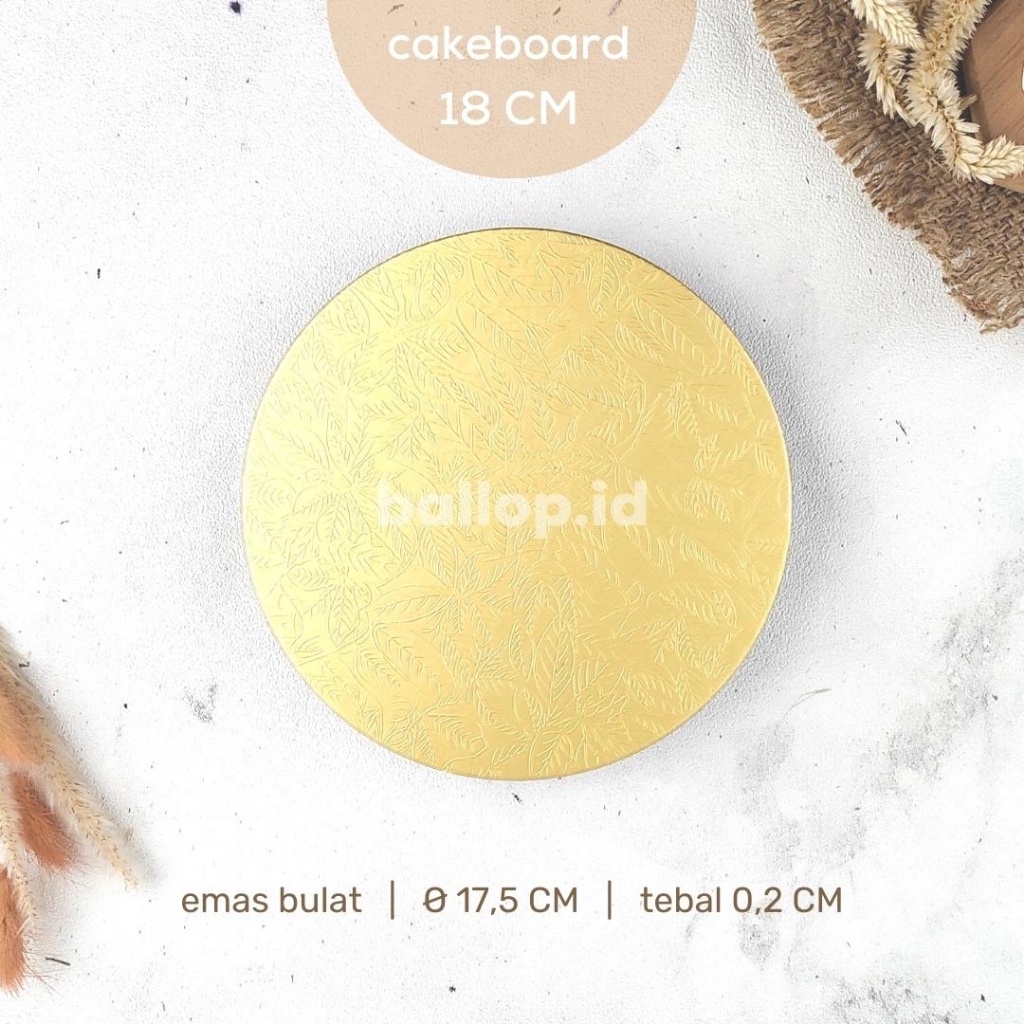CAKEBOARD 18 CM Alas Tatakan Papan Kue Tart Pudding Roti Kotak Box Square Round Bulat Cake Board Putih Emas Gold
