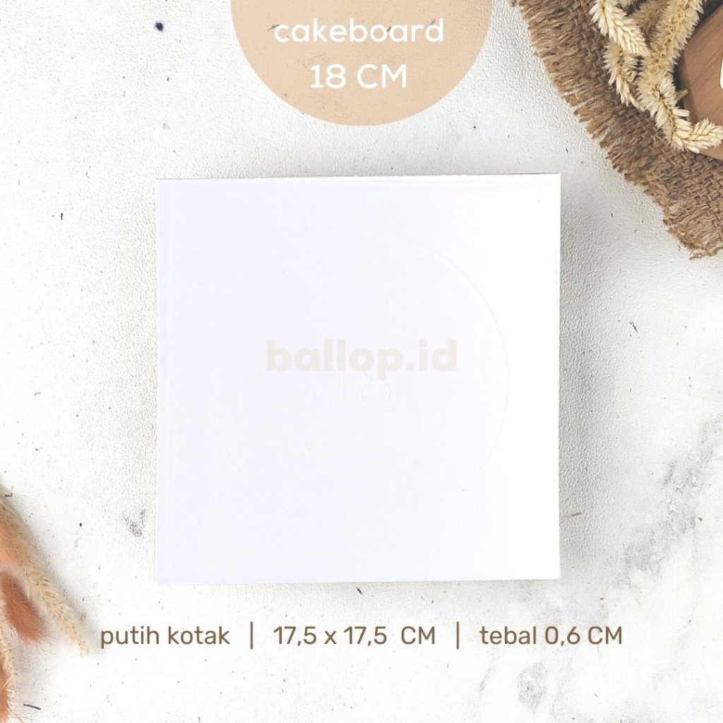 CAKEBOARD 18 CM Alas Tatakan Papan Kue Tart Pudding Roti Kotak Box Square Round Bulat Cake Board Putih Emas Gold