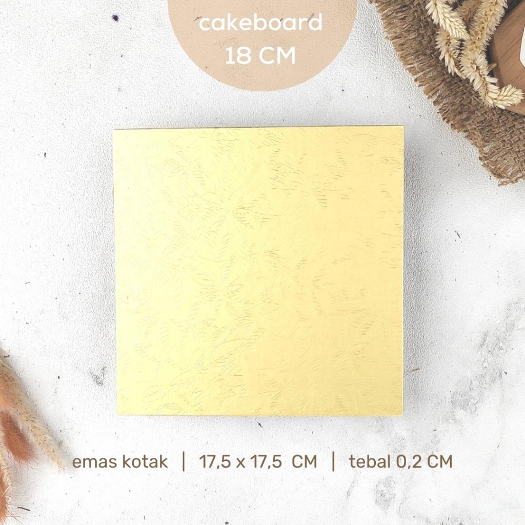 CAKEBOARD 18 CM Alas Tatakan Papan Kue Tart Pudding Roti Kotak Box Square Round Bulat Cake Board Putih Emas Gold