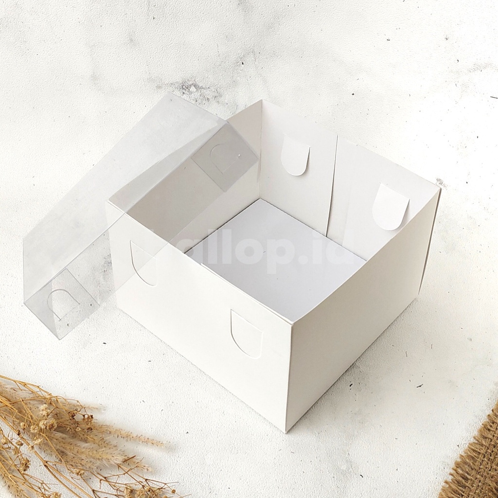 IVORY MIKA 18 18 12 CM Kotak Box Kemasan Packing Slice Cake Kue Tart Pie Pudding Roti Putih