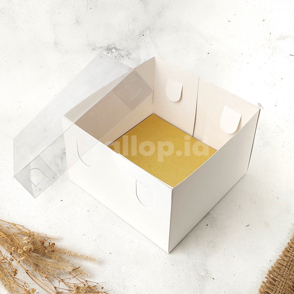 IVORY MIKA 18 18 12 CM Kotak Box Kemasan Packing Slice Cake Kue Tart Pie Pudding Roti Putih