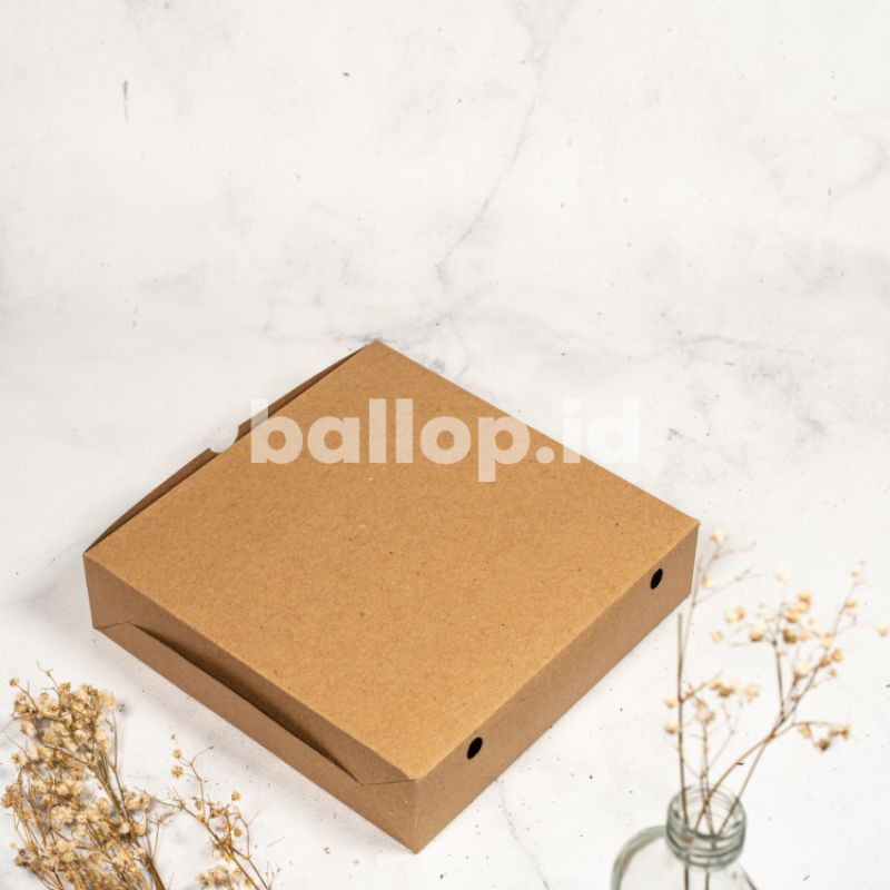 KRAFT 20 20 4,8 CM Laminasi Kotak Box Kemasan Dus Pie Jajan Roti Kue Coklat Brownies Cake Snack