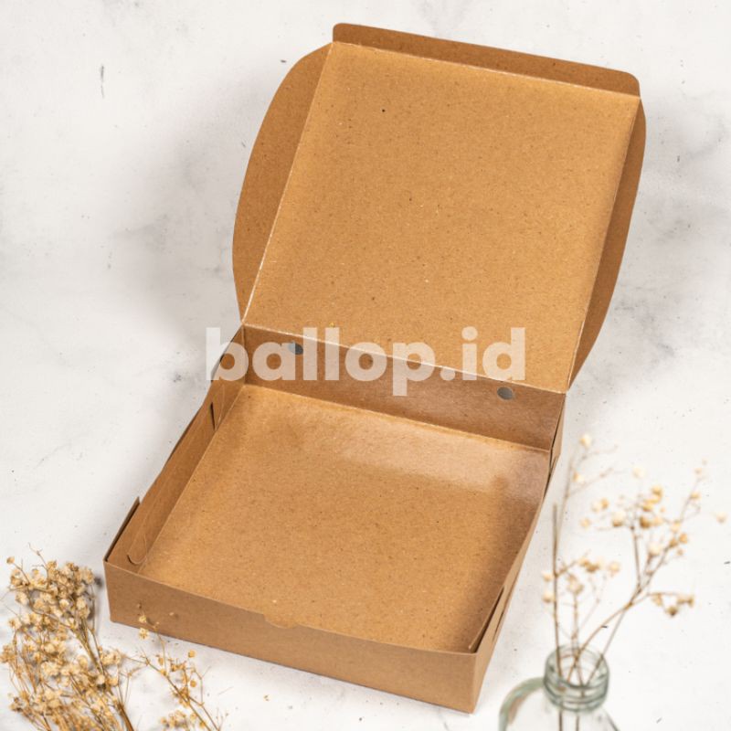 KRAFT 20 20 4,8 CM Laminasi Kotak Box Kemasan Dus Pie Jajan Roti Kue Coklat Brownies Cake Snack