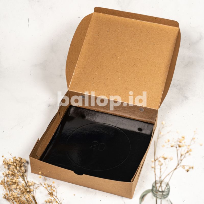 KRAFT 20 20 4,8 CM Laminasi Kotak Box Kemasan Dus Pie Jajan Roti Kue Coklat Brownies Cake Snack