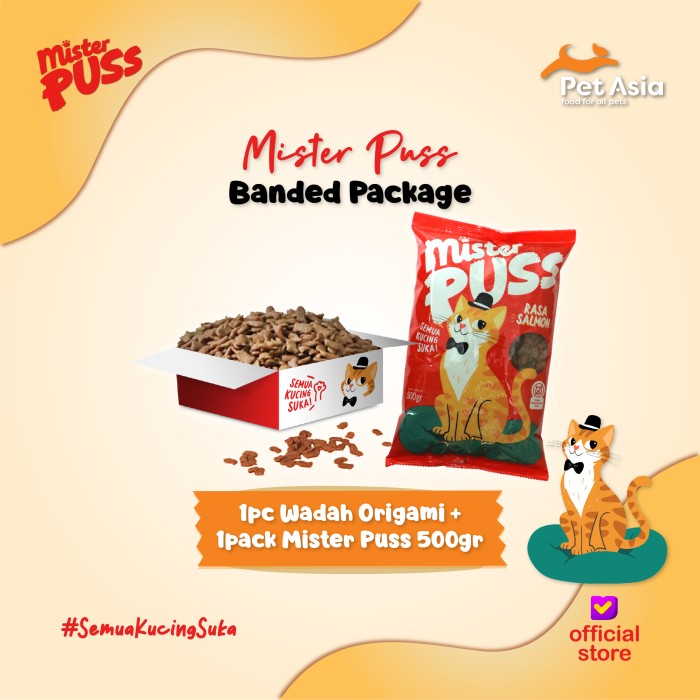 Mister Puss 500 gr + Wadah Origami & Sticker (Banded Package)