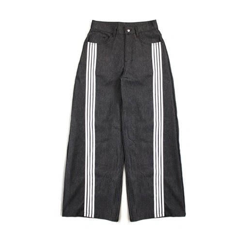 Image of DEMOAN - STRIPE BAGGY JEANS RAW & WASH | Celana pria wanita Unisex
