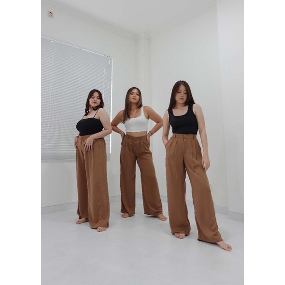 [Tutuloph] Basic Long Kulot V2 | Celana Kulot Panjang Wanita Highwaist | Fashion Wanita Normal Jumbo Bigsize