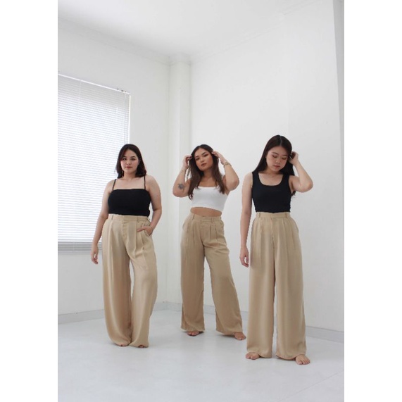 [Tutuloph] Basic Long Kulot V2 | Celana Kulot Panjang Wanita Highwaist | Fashion Wanita Normal Jumbo Bigsize