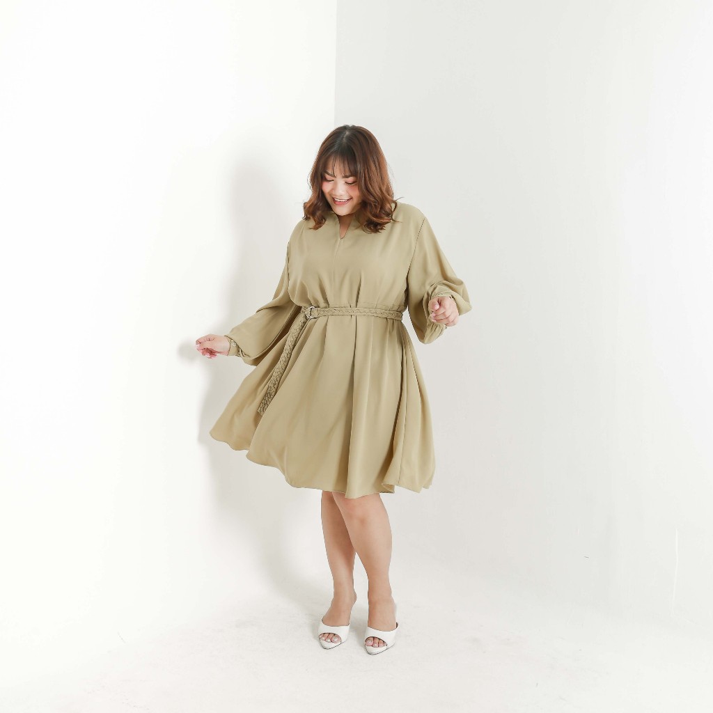 [Tutuloph] Valery Dress | Midi Dress | Casual Dress Simple Party Tambahan Belt Wanita Fashion Wanita Jumbo Normal Bigsize