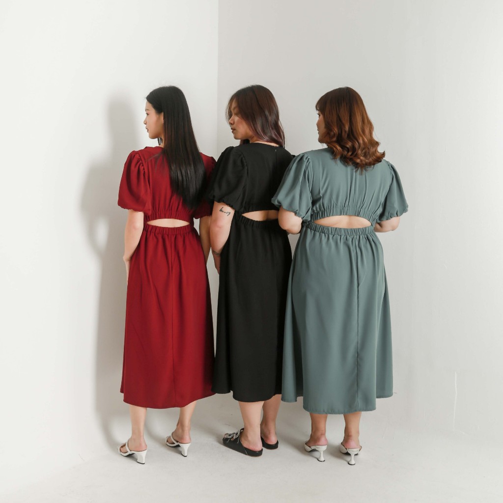 [Tutuloph] Lara Dress | Casual Women Dress dengan Karet Belakang | Dress Wanita Nyaman & Stylish – Fit Body Silhouette Daily & Hangout Look