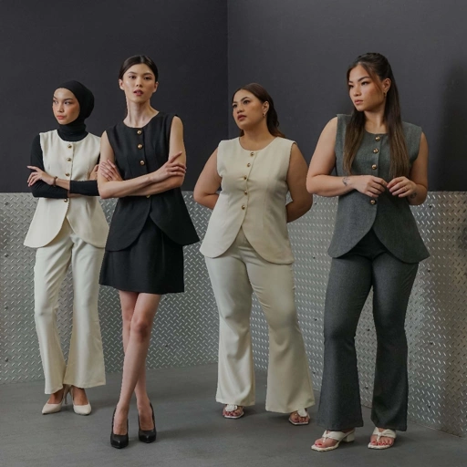 Image of [Tutuloph] Calla Vest Top | Vest Wanita Premium Kancing Gold | Luaran Elegan & Casual – Koleksi Eksklusif Fit to Big Size