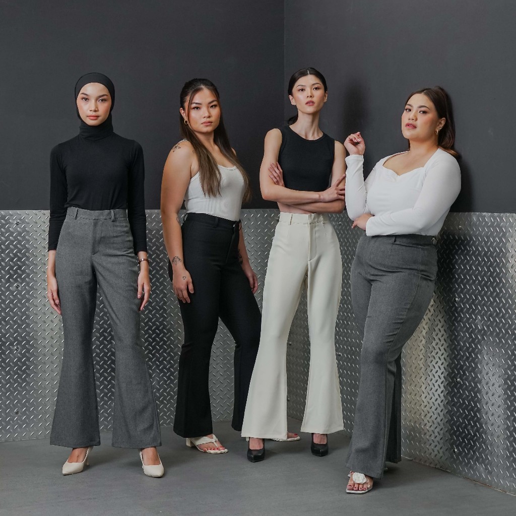 [Tutuloph] Cherry Flare Pants | Celana Flare Wanita Premium – Fit to Big Size | High Waist Pants Elegan & Nyaman untuk Casual & Semi Formal Look
