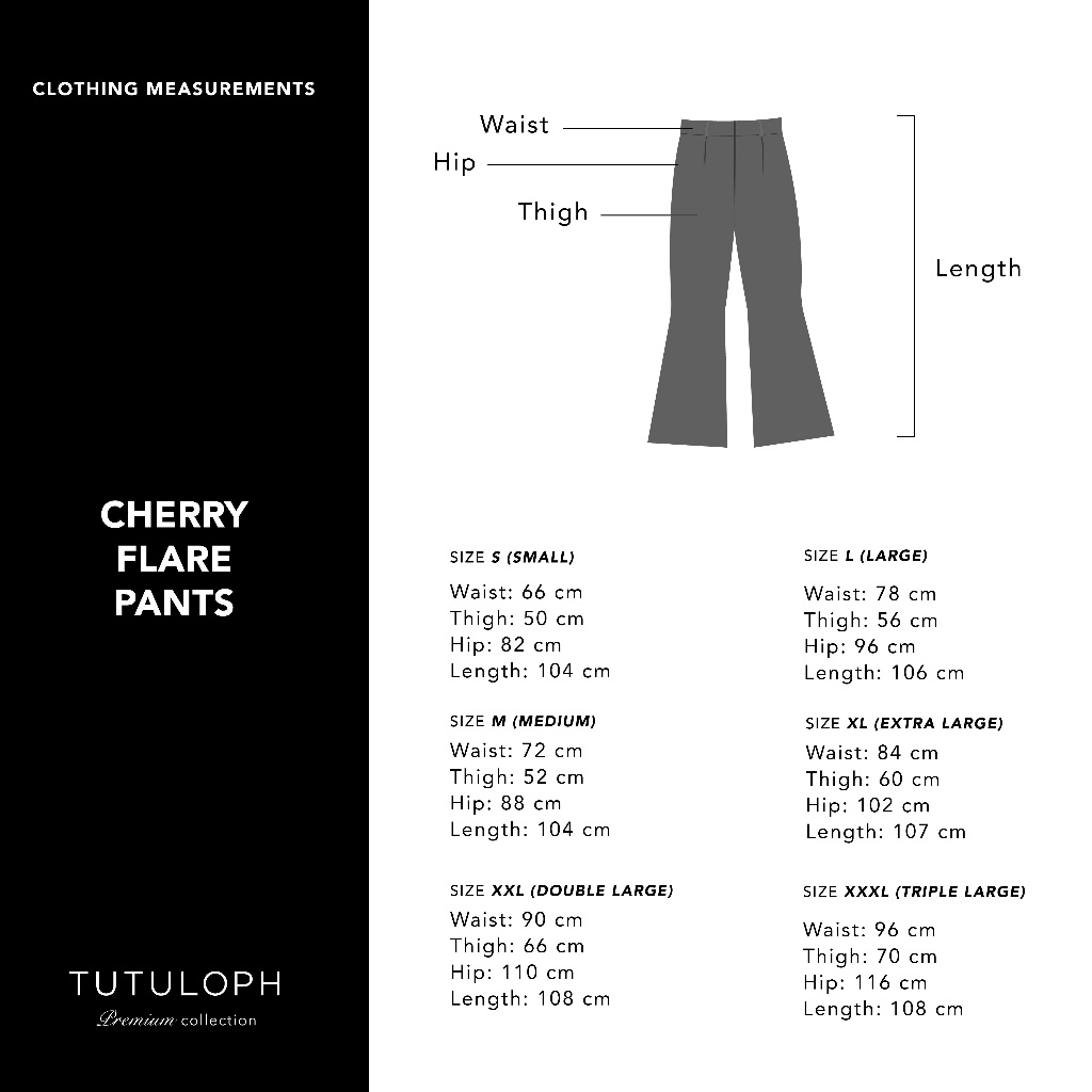 [Tutuloph] Cherry Flare Pants | Celana Flare Wanita Premium – Fit to Big Size | High Waist Pants Elegan & Nyaman untuk Casual & Semi Formal Look