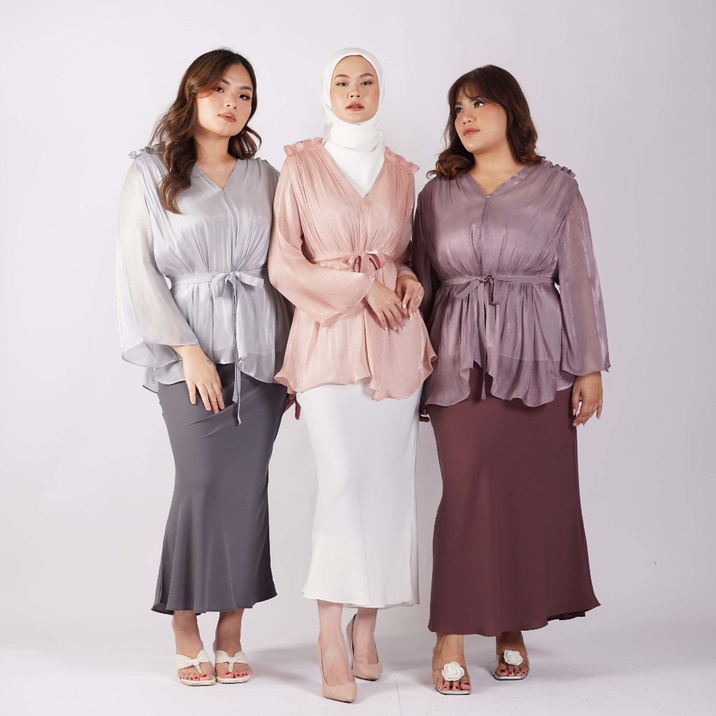 [Tutuloph] Safa Blouse Shimmer | Blouse Lengan Panjang Wanita Hijab Friendly – Fit to Big Size | Atasan Elegan Bahan Mengkilap untuk Acara Formal & Kasual